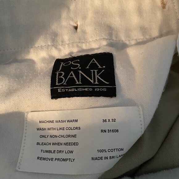 NWOT JOS A Bank Men's 100% Cott Dress Khakis 36X32 - Picture 7 of 7